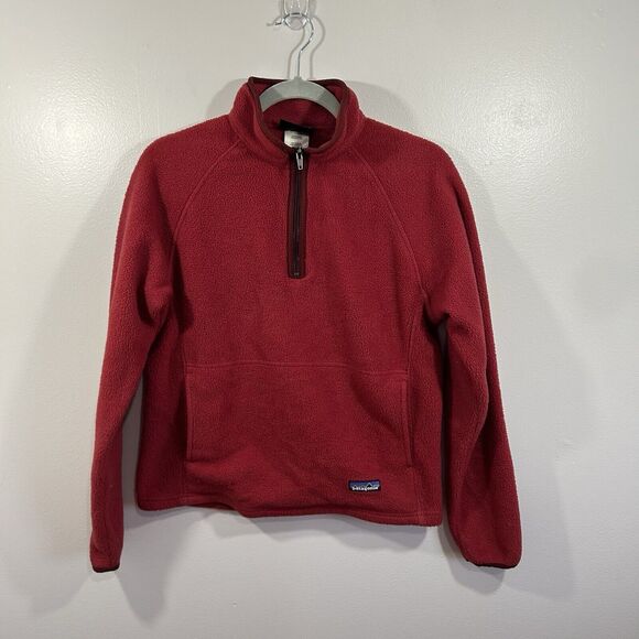 Patagonia Women's Small Synchilla Fleece 1/4 Zip Pullover Jacket Red - Picture 1 of 6